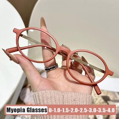 Ретро Художественные Овальные Маленькие Очки для Близорукости Женские Стиль INS Блокирующие Синий Свет Диоптрии от 0 до -4.0