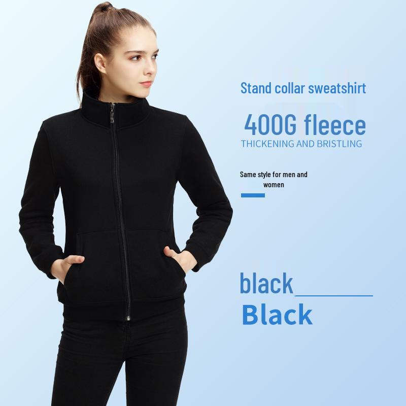 Custom Long Sleeve Cotton Zipper Sweatshirt Jacket with Turn-Down Collar and Logo for Corporate Culture