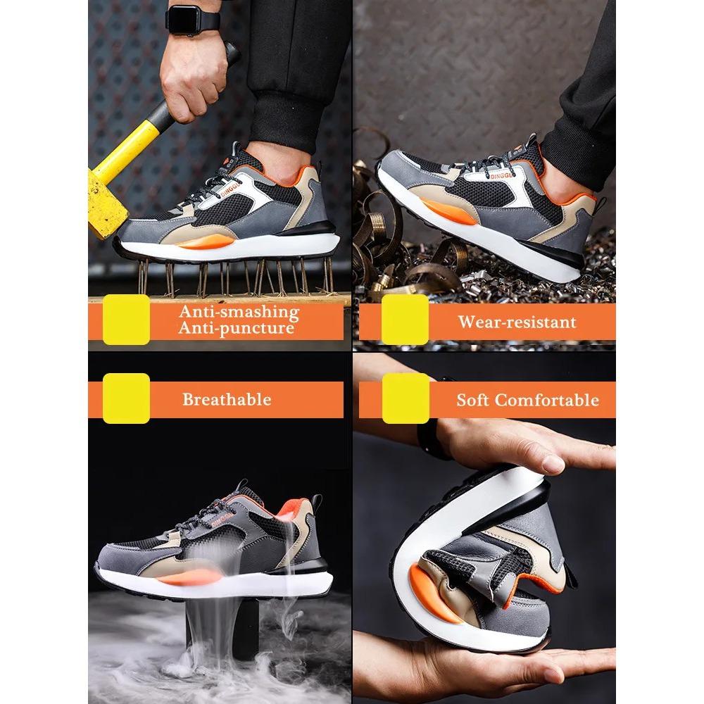 Защитная обувь Мужские дышащие сетчатые рабочие кроссовки Неразрушаемые защитные ботинки Женские защитные рабочие ботинки со стальным носком