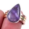 Natural Charoite Gemstone Handmade 925 Solid Silver Two Tone Ring Size 7US z9G18