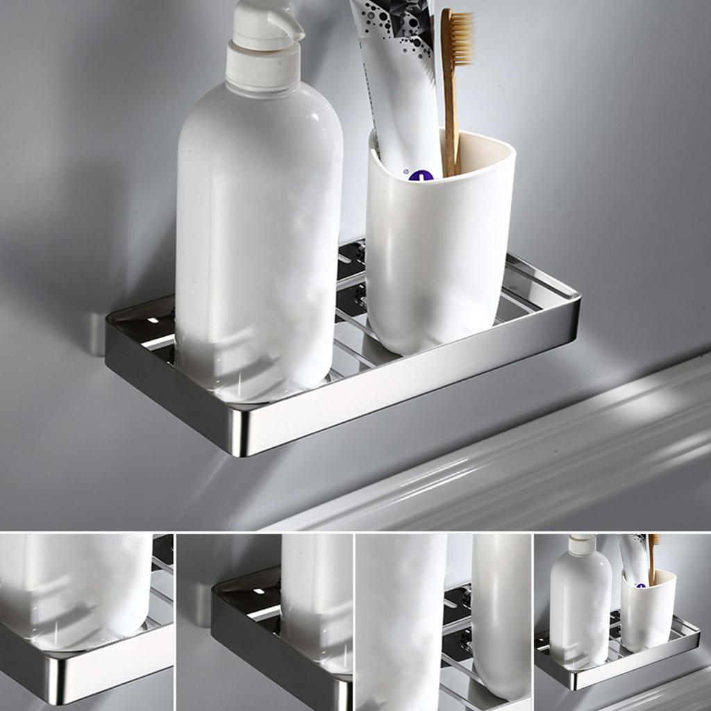 Wall Mount Stainless Steel Soap Holder Drain Rack Shelf for Bathroom Kitchen (Silver)