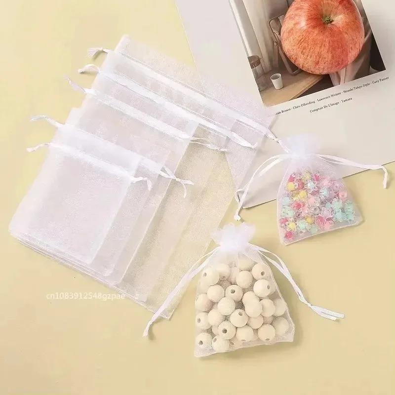 7x9 9x12 10x15 15x20 20x30СМ Органзовые Мешочки Мешочек для Украшений Свадебная Вечеринка Декор Мешочки на Завязках Подарочные Мешочки Упаковка для Украшений