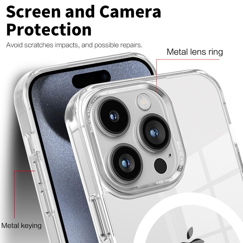 KEYSION Прозрачный чехол MagSafe для iPhone 15 14 Pro Max Прозрачный магнитный чехол для беспроводной зарядки iPhone 13 Pro Max