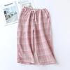 2025 Summer Couple 100% Cotton Crepe Cloth Shorts Multicolor Large Size Loose Plaid Home Pants Cropped Pants Ladies Bottoms