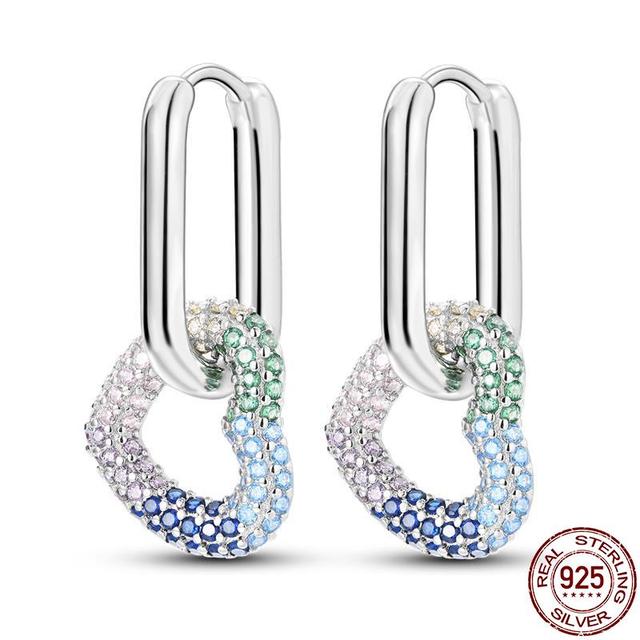 100% настоящие серьги из серебра 925 пробы, снежинка, циркон, в форме сердца, золото, розовое золото, циркон, ювелирные изделия, сверкающий кулон-обруч