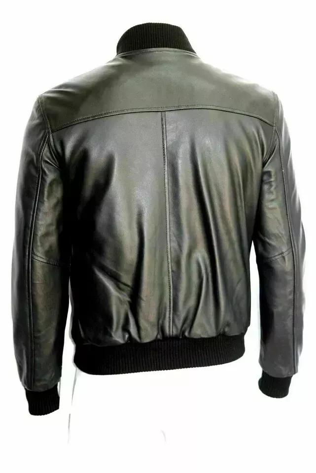 Мужская куртка черного цвета ручной работы из натуральной овчины, байкерская, мотоциклетная, стильная