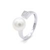 Bague - Pearls &amp; Colors - Prestige - 9-10 mm Bouton - Perle Blanche - Argent 925 - Femme