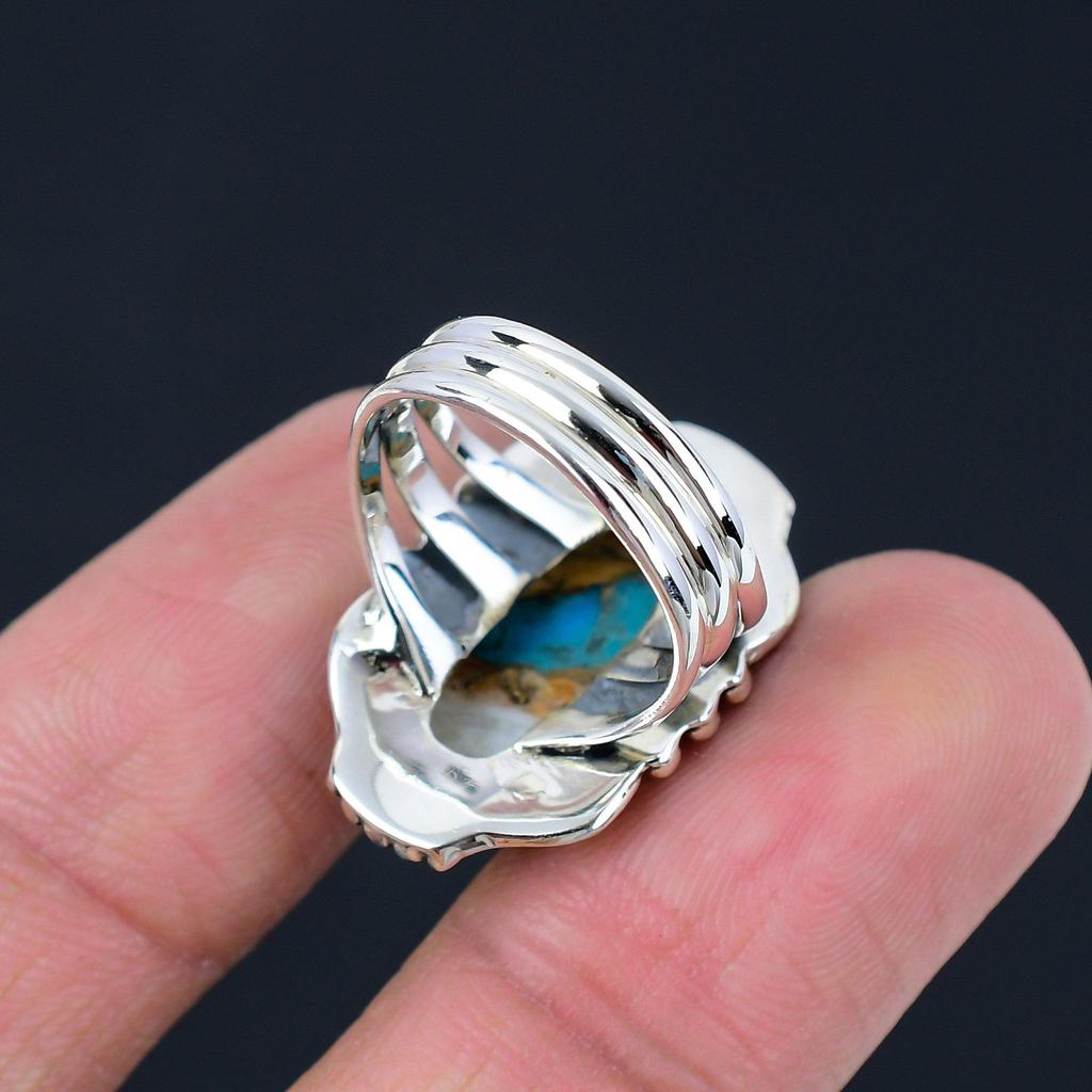 Spiny Oyster Turquoise Gemstone Handmade Solid 925 Sterling Silver Ring Gift For Her Jewelry