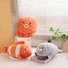 Adorable Marine Animal Series Plush Toys Soft Comfy Cartoon Octopus Seal Clownfish Plush Toy Cute Home Decor Throw Pillow
