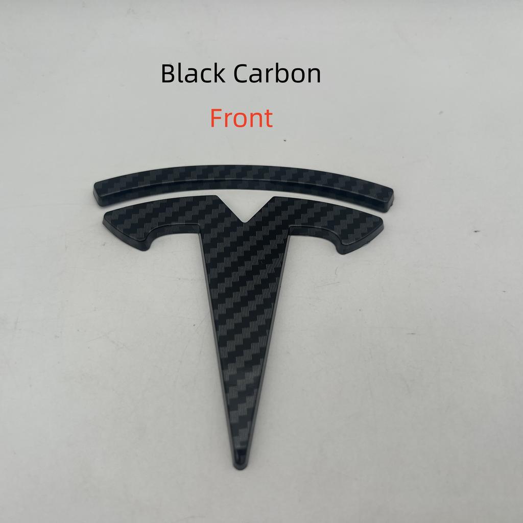 AMF1 1-3pcs carbon fiber Not Affect for Tesla Model3 ModeY car Front Emblem Rear Tail Trunk Steering Wheel Sticker Badge styling