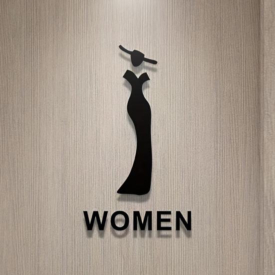 Матовый акриловый знак для ванной комнаты, клейкая дверь туалета, туалет 3D, знак для мужчин и женщин, бизнес-ресторан, офис, отель, стена для туалета, гендерная идентификация