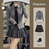 Trendy Slim-Fit Wrinkled Shirt and High-Waisted Pleated Skirt Set for Women