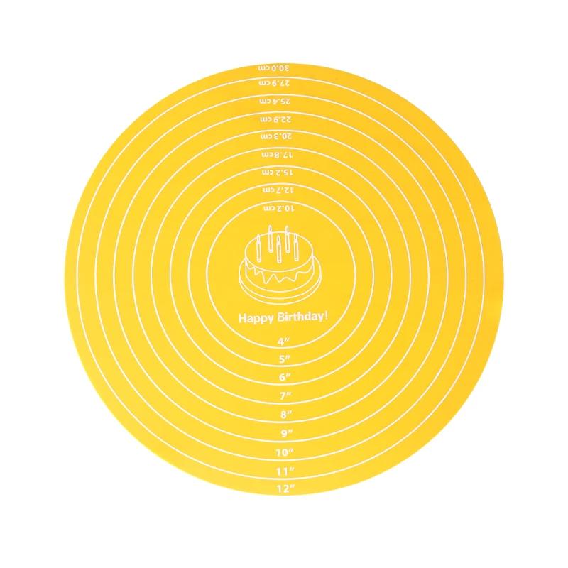 Круглый силиконовый коврик для выпечки диаметром 12 дюймов, поворотный коврик для торта, нескользящая подставка для торта, кухонный инструмент для выпечки пищевого класса