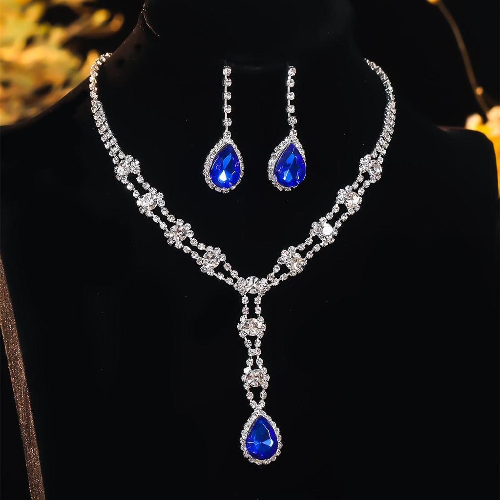 Luxury Bridal Zircon Flower Necklace & Earrings Set - Elegant Wedding Jewelry Accessories