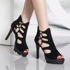 Женские босоножки на высоком каблуке Модные босоножки на платформе Обувь для бальных танцев для женщин Летние ажурные крутые ботинки Sandalias Mujer
