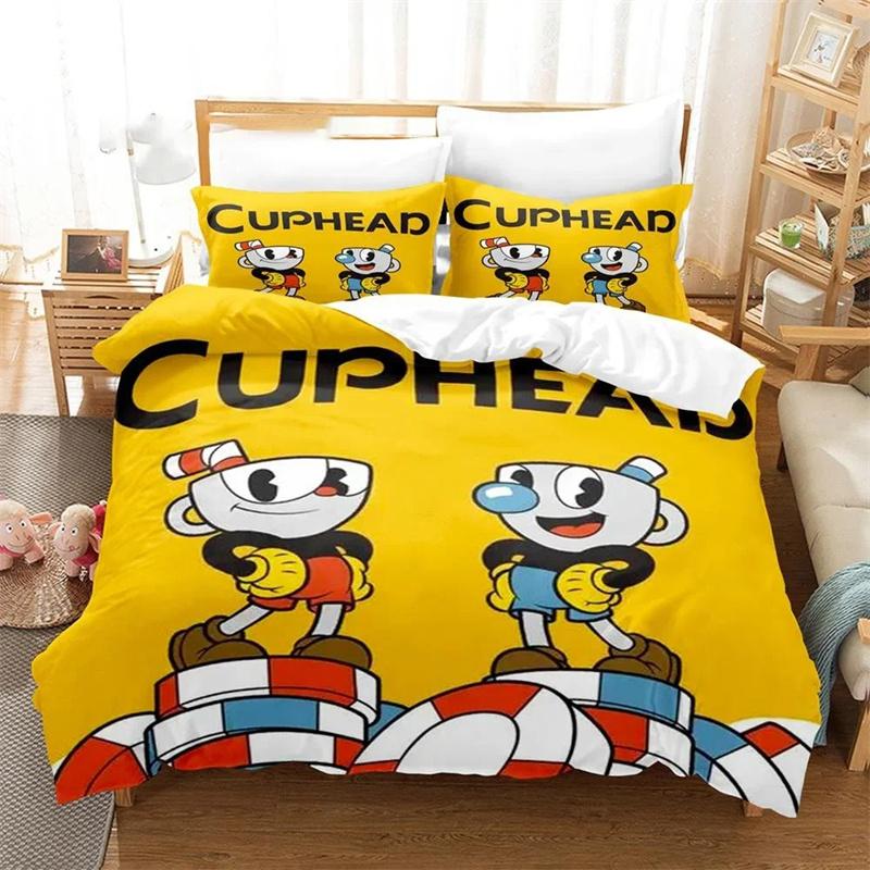 3D Печатный Мультяшный Постельное Белье Cuphead для Девочек Мальчиков Взрослых Односпальное Двуспальное Queen Size Пододеяльник Наволочка