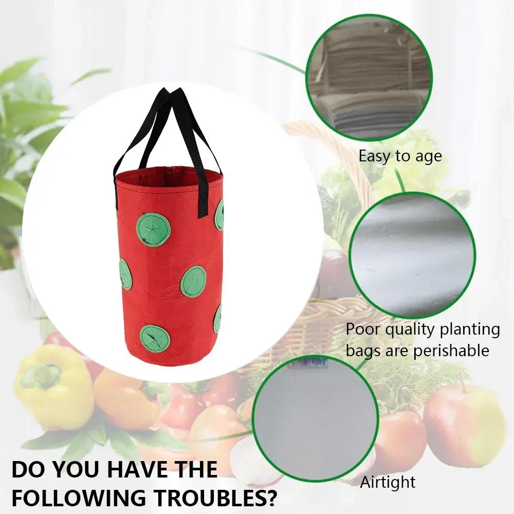 2 шт. мешка для выращивания клубники, 3 галлона, вертикальный мешок для цветов и трав, многоразовый горшок для рассады с 12-луночной нетканой корзиной для растений, горшок для посадки