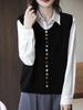 Women's French Retro Knit Vest: Round Neck, Sleeveless Tank Top, Autumn Layering Sweater 2025