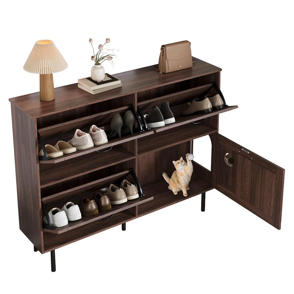 Narrow Shoe Cabinet with 3 Flaps, with Shelf for Pet Toys, Shoe Rack, Shoe Shelf, for Use in the Hallway.
