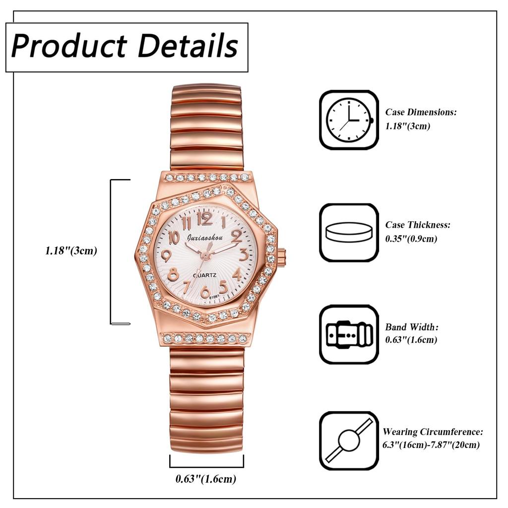 Watch Cute Analog Display Pink Stretchable Strap Waterproof Quartz Leisure Business Fashion Accessory Birthday Anniversary Christmas Day Gift for Her