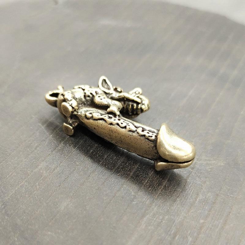 Латунная статуя мужского пениса слона, миниатюрный домашний декор, мужские гениталии