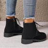 Женская обувь 2024 года, горячая распродажа, женские ботинки с боковой молнией, зимние, с круглым носком, однотонные, короткие, на низком каблуке, большие размеры, ботинки Zapatos De Mujer