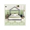 Lit d'enfant - MUVOE - 140 x 200 cm - Bois massif - Design en forme de maison - Gris