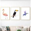Watercolor Birds Poster Tropical Jungle Animal Canvas Painting Parrot Toucan Art Print Nursery Wall Picture Living Bedroom Decor