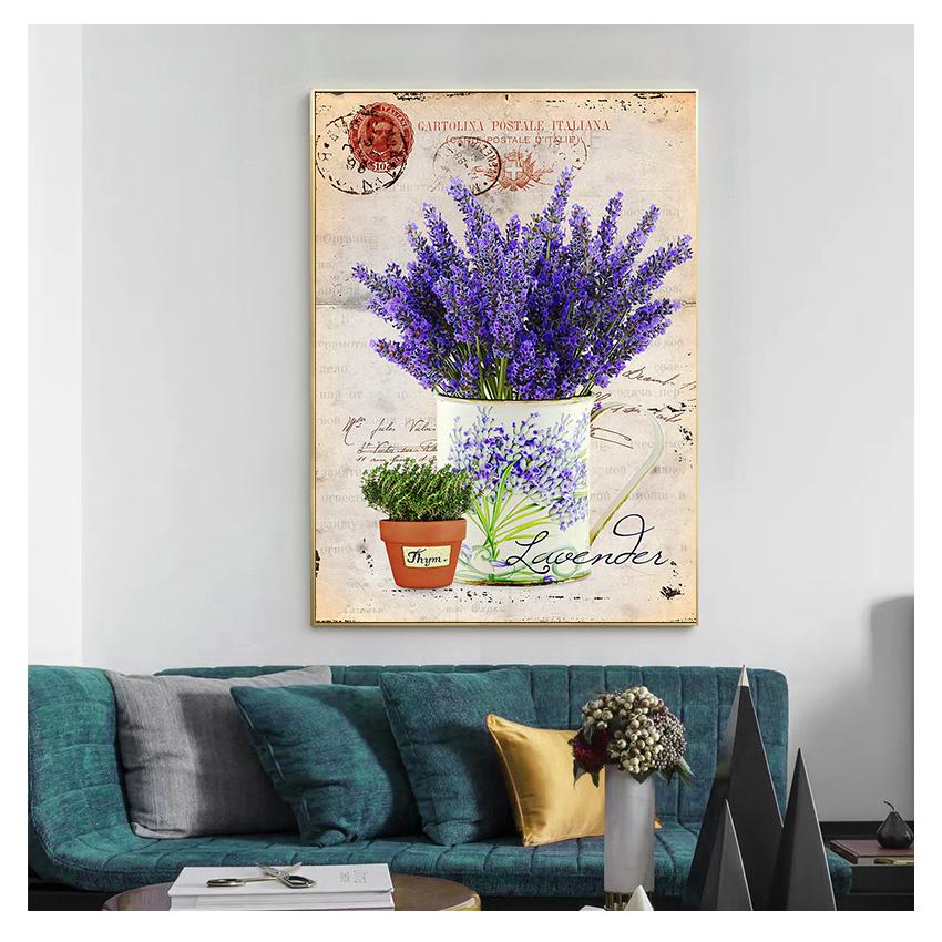 Картина Пейзаж Прованса, настенный художественный постер, картина маслом для домашнего декора, картина для гостиной, винтажный фиолетовый лавандовый холст