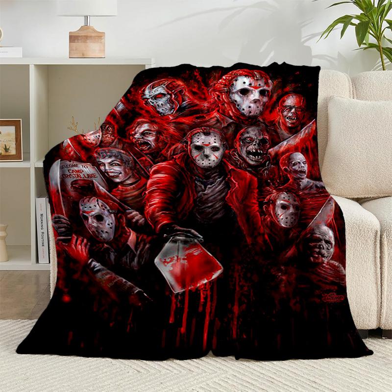 1PC Horror Movie Characters Flannel Blanket Gift, Suitable for Both Men And Women, Soft Ideal for Beds And Sofa, Birthday Or Christmas Gift