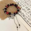 Chinese Style Red Beaded Bracelet for Women Blessing Butterfly Tassels Chain Pendant Bracelets Dark Gothic Jewelry Accessories