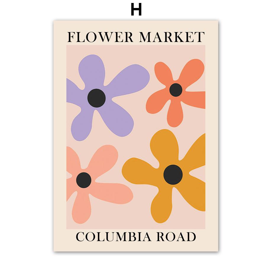 Абстрактное цветочное рыночное винтажное минималистское настенное искусство, плакаты на скандинавскую тему, живопись на холсте и принты, настенные панно для декора гостиной