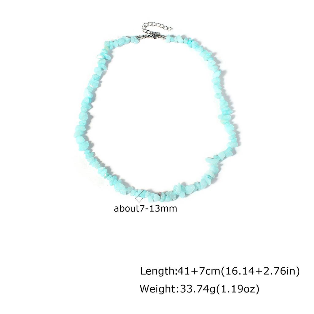 Naure Stone Turquoises Crystal Beaded Choker Necklace for Women, Fashion Irregular Bohemian Healing Crystal Choker Jewelry