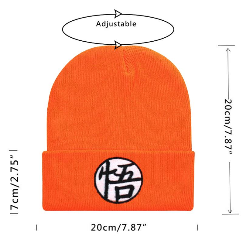 Anime Dragon Ball Embroidered Knitted Beanie Hat, Men Women Winter Outdoor Motion Ski Warm Wind-Resistant Beanie Hats
