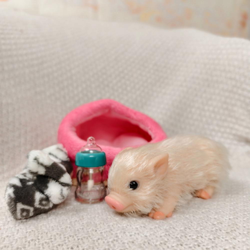 5/6 Inch Silicone Pig Doll Toy Mini Soft Lifelike Silicone Pig Doll Miniature Reborn Silicone Pig With Accessories For Kids Gift
