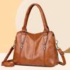 Vintage PU Leather Brown Handbags 2024 Women Large Capacity Retro Double Pocket Black Tote Bag Ladies Crossbody Sholder Bag