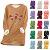 Women's Round Neck Long Sleeve Christmas Print Thickened Plush Cashmere Warm Long Top