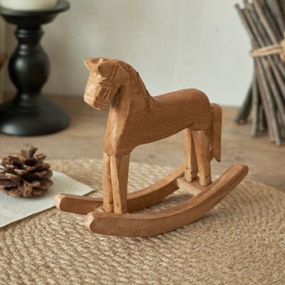 Деревянная фигурка лошадки-качалки, винтажная маленькая скульптура лошади, настольное украшение для свадеб, детских праздников, вечеринок, домашнего декора