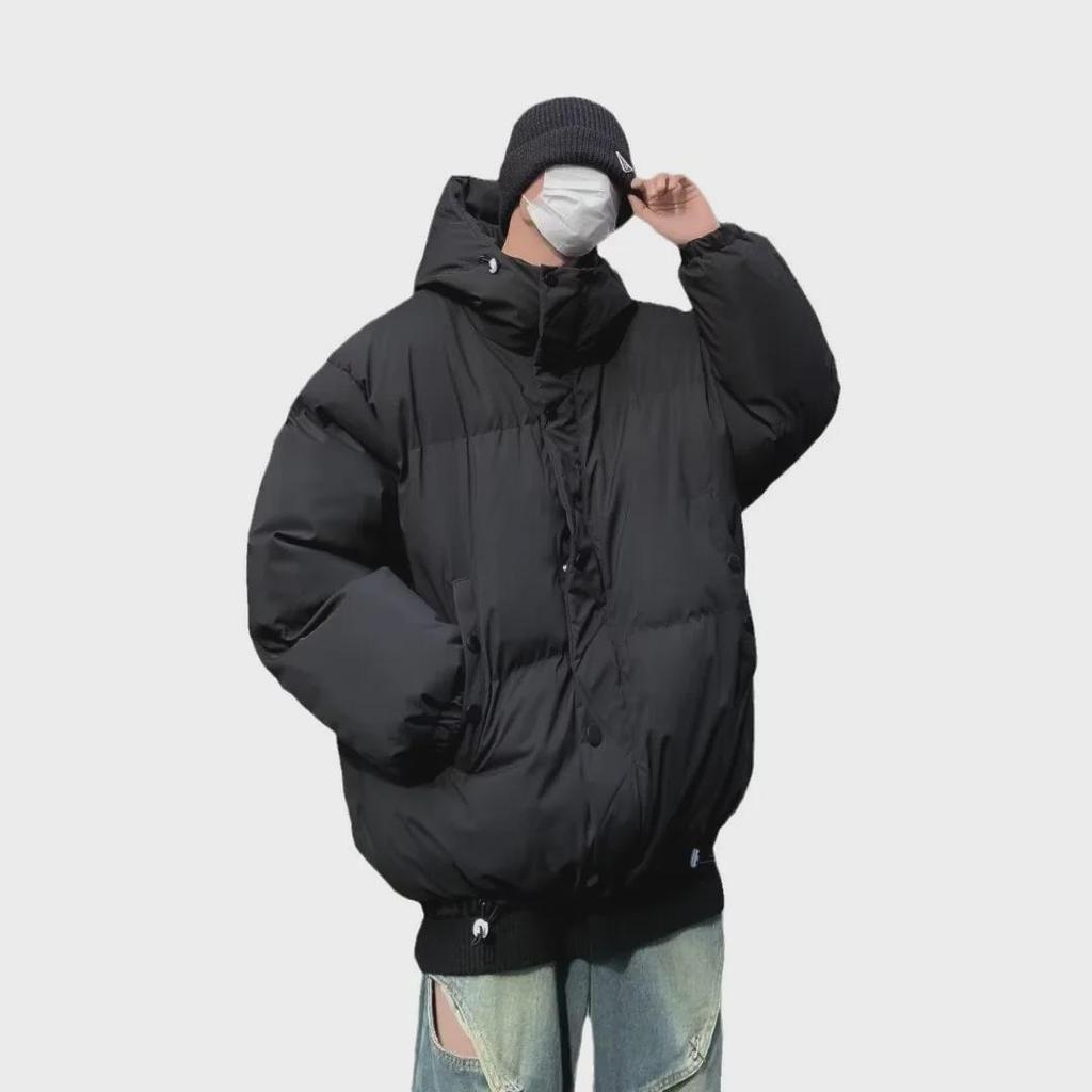 Trendy American-Style Winter Quilted Hooded Cotton Jacket for Men and Women - Windproof, Casual, All-Match Coat.