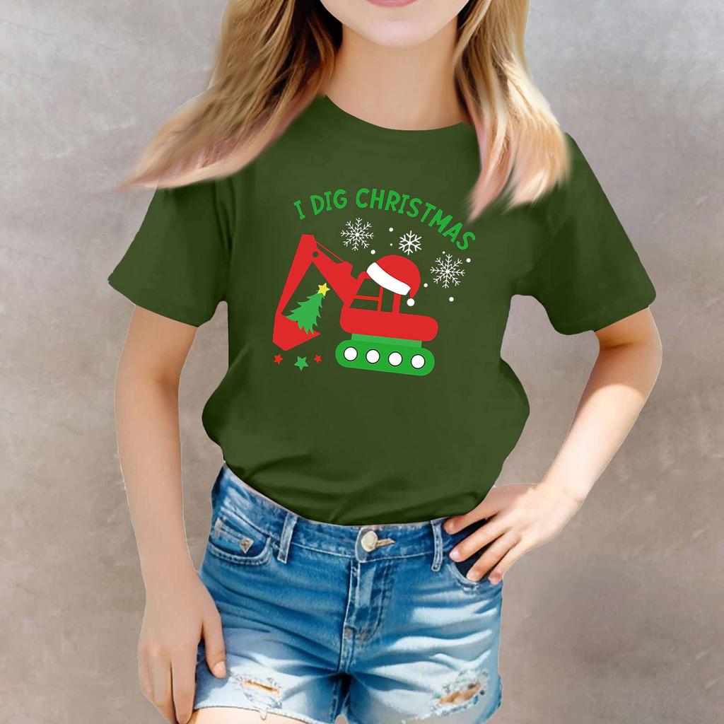 Christmas Day Toddler Girl Boy T-Shirts Kids Top Boys And Girls Printed Short Sleeved T-shirt