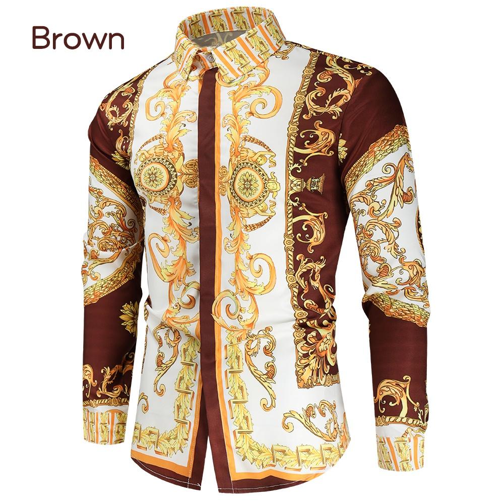 Men Print Shirt Luxury Royal Shirt Men Casual Slim Fit Long Sleeve