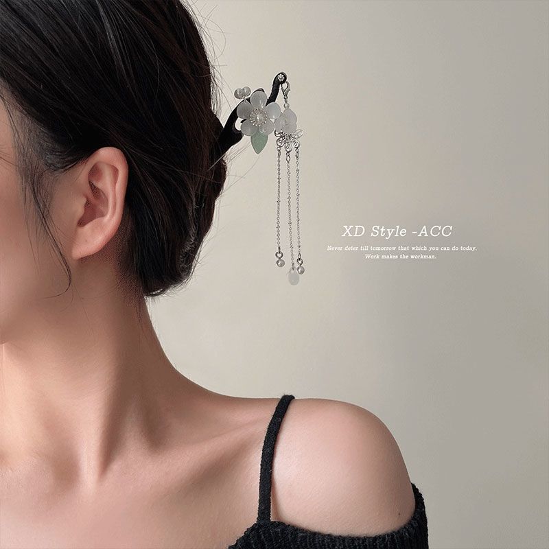 Заколки для волос в форме орхидеи, заколки для волос ручной работы, спиральные деревянные вилки для волос, ретро-китайское платье ханьфу, головной убор, головные уборы