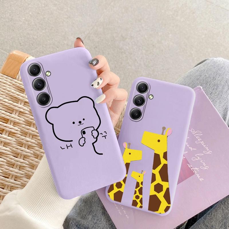 Мягкий силиконовый чехол с изображением мультяшного кота для Xiaomi Redmi Note 13 Pro 13C 14 Samsung A35 A55 M35 S24 Huawei Honor 200 iPhone Camera Защитный противоударный чехол