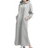 Платье женское FashionBerry серое с капюшоном, макси, большого размера, длинное, повседневное, для беременных, M, рукава, теплое, длина, домашняя одежда, комфортное, серое, 1190654-M-371