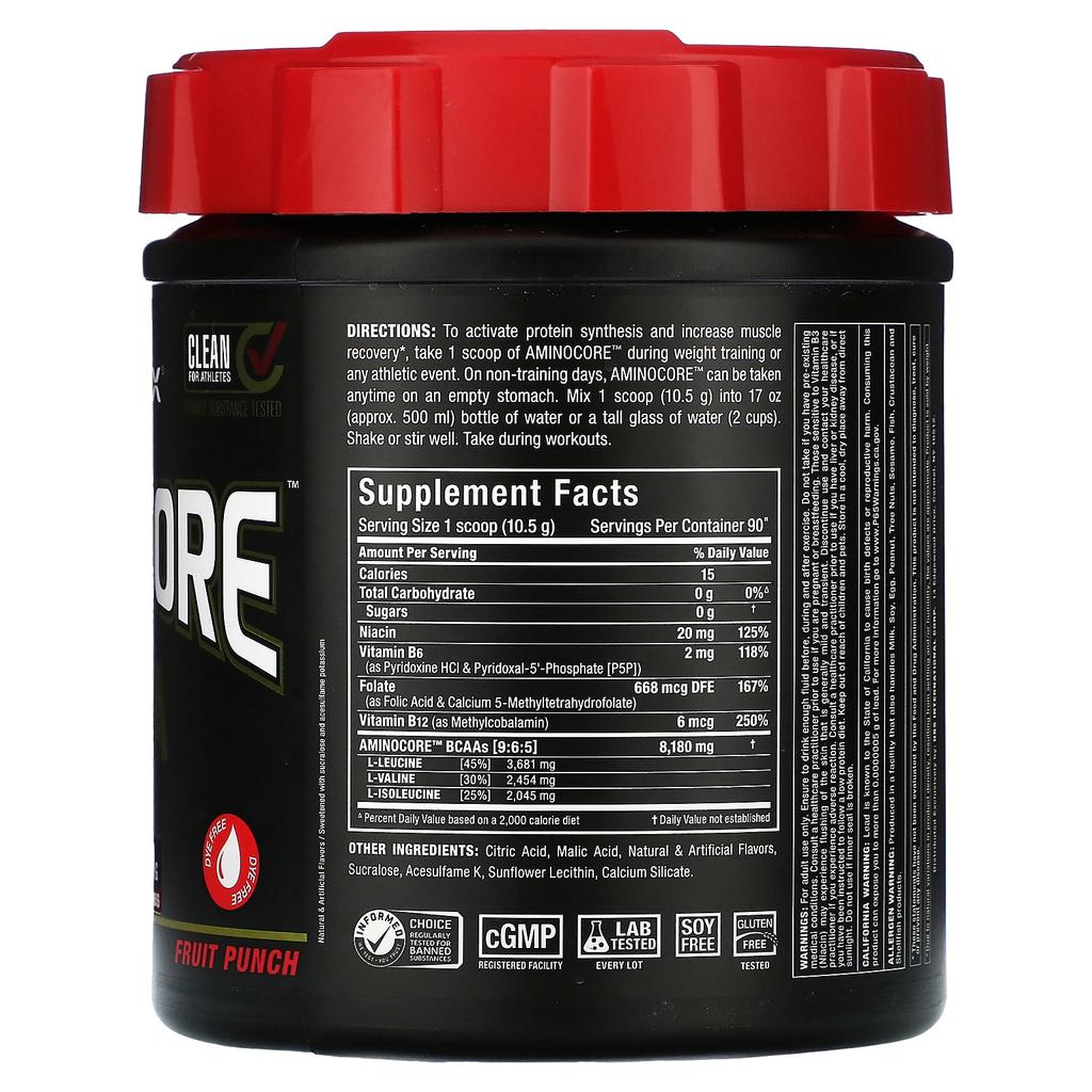 Aminocore, Bcaa, Fruit Punch, 945G (2.1Lb)