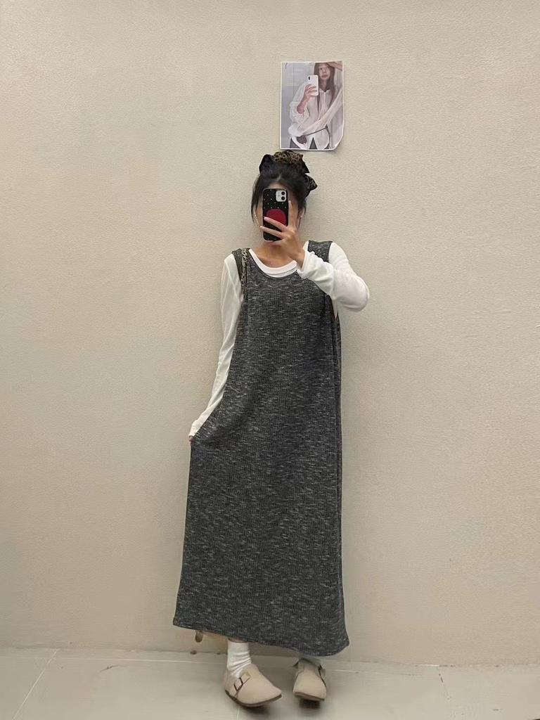 Plus Size Korean Casual Sleeveless Knitted Dress