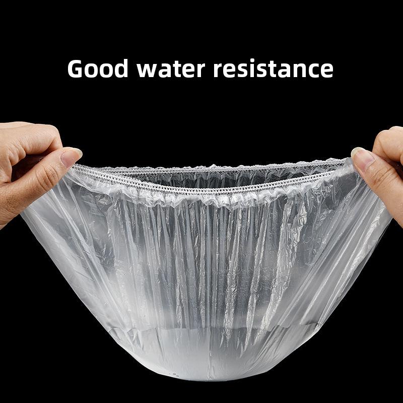 100pcs Disposable Plastic Shower Cap Elastic Disposable Shower Caps Anti Dust Waterproof Hat Hair Salon Beauty Accessories