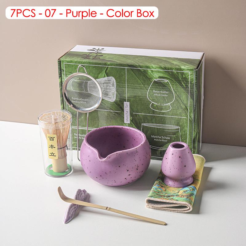 4/5/6/7/8 шт. Белый/Зеленый/Синий/Фиолетовый Венчик для чая матча Чайная посуда Японская церемония Бамбуковый чайный инструмент Изысканный набор для матча для чайного сервиза