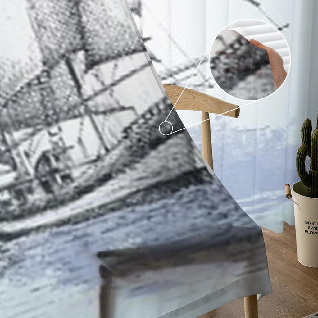 Рисунок лодки Тюль Прозрачные шторы для гостиной Украшения Шторы для комнаты Спальня Кухня Вуаль Шторы из органзы