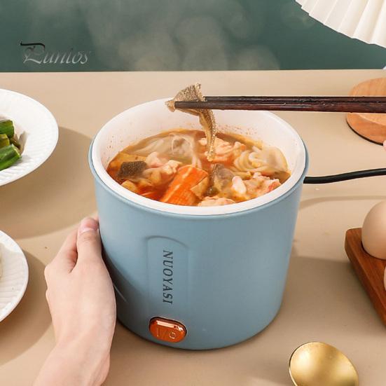 Электрическая кастрюля 1 л, мини-плита для рамэна, защита от перегрева, легко чистится, портативная, многофункциональная, электрическая кастрюля с вилкой стандарта США
